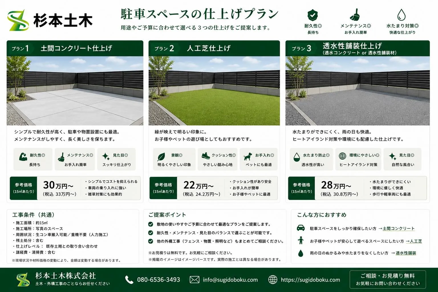 🏡 駐車スペース、どの仕上げが自分に合う?